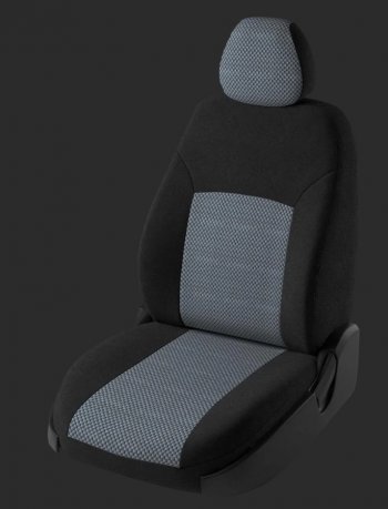 Чехлы для сидений Lord Autofashion Дублин (жаккард, спинка 60/40, 2 Г-образных подголовника) KIA Rio 3 QB дорестайлингхэтчбек5дв. (2011-2015)  (Черный, вставка Стежок серый)
