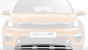 13 649 р. Центральная накладка на передний бампер Оригинал (серебряная) KIA Rio X-line (2017-2021)  с доставкой в г. Калуга. Увеличить фотографию 1