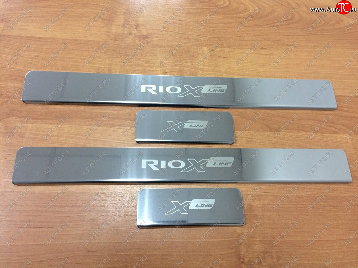 2 179 р. Накладки порожков салона INOX KIA Rio X-line (2017-2021) (Нержавеющая сталь)  с доставкой в г. Калуга