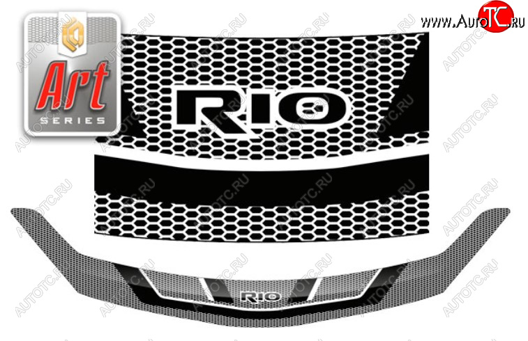 2 349 р. Дефлектор капота на CA-Plastic  KIA Rio  X (2020-2024) (Серия Art черная)  с доставкой в г. Калуга