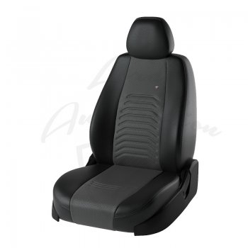 Чехлы для сидений Lord Autofashion Денвер (экокожа) KIA Rio 4 FB рестайлинг седан (2020-2024)  (Чёрный, вставка серая)