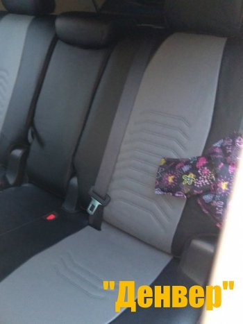 7 799 р. Чехлы для сидений Lord Autofashion Денвер (экокожа)  KIA Rio  4 FB (2016-2024) (Чёрный, вставка серая)  с доставкой в г. Калуга. Увеличить фотографию 4
