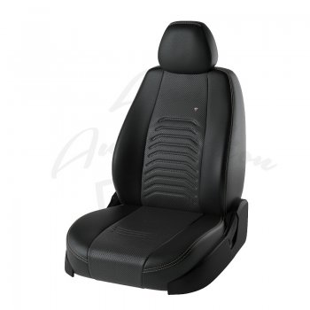 Чехлы для сидений Lord Autofashion Денвер (экокожа) KIA Rio 4 FB дорестайлинг седан (2016-2020)  (Чёрный, вставка чёрная)