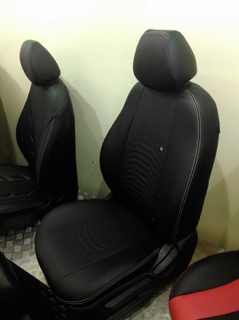 9 199 р. Чехлы для сидений Lord Autofashion Денвер (экокожа) KIA Rio 4 FB рестайлинг седан (2020-2024) (Чёрный, вставка чёрная)  с доставкой в г. Калуга. Увеличить фотографию 8