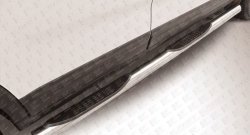 Защита порогов из трубы d76 мм с пластиковыми вставками для ног Slitkoff KIA Sorento XM рестайлинг (2012-2015)