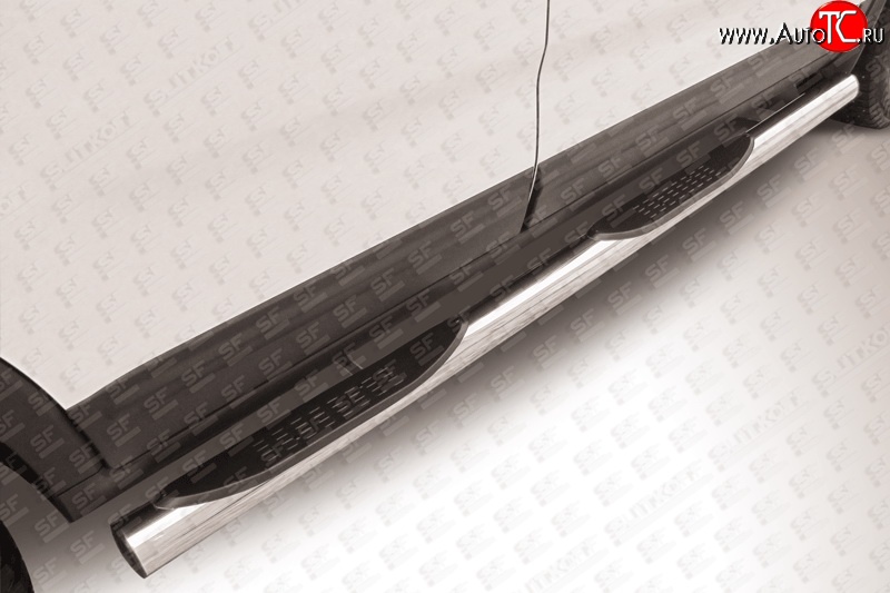 15 249 р. Защита порогов из трубы d76 мм с пластиковыми вставками для ног Slitkoff  KIA Sorento  XM (2012-2015) (Нержавейка, Полированная)  с доставкой в г. Калуга