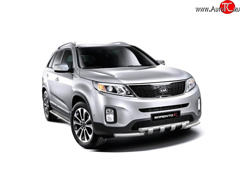 13 499 р. Широкая защита порогов Petroil Tuning KIA Sorento XM рестайлинг (2012-2015) (Нержавеющая полированная сталь)  с доставкой в г. Калуга