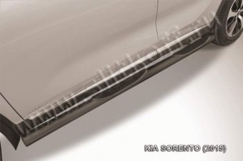 10 699 р. Защита порогов из труб d76 Slitkoff (с проступью)  KIA Soul  2 PS (2014-2016) (Цвет: серебристый)  с доставкой в г. Калуга. Увеличить фотографию 1