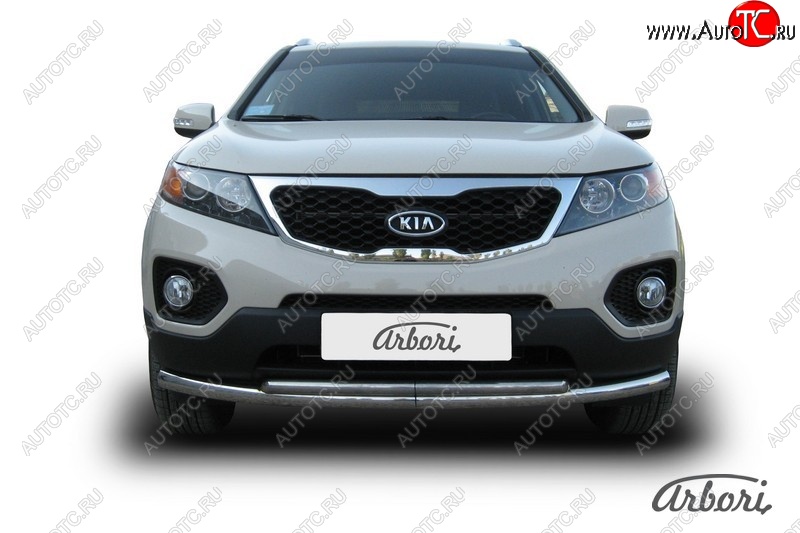 17 099 р. Защита переднего бампера Arbori (нержавейка, 2 трубы d57 и 42 mm) KIA Sorento XM дорестайлинг (2009-2012)  с доставкой в г. Калуга