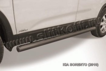 9 399 р. Защита порогов из труб d76 Slitkoff  KIA Sorento  XM (2009-2012) (Цвет: серебристый)  с доставкой в г. Калуга. Увеличить фотографию 1