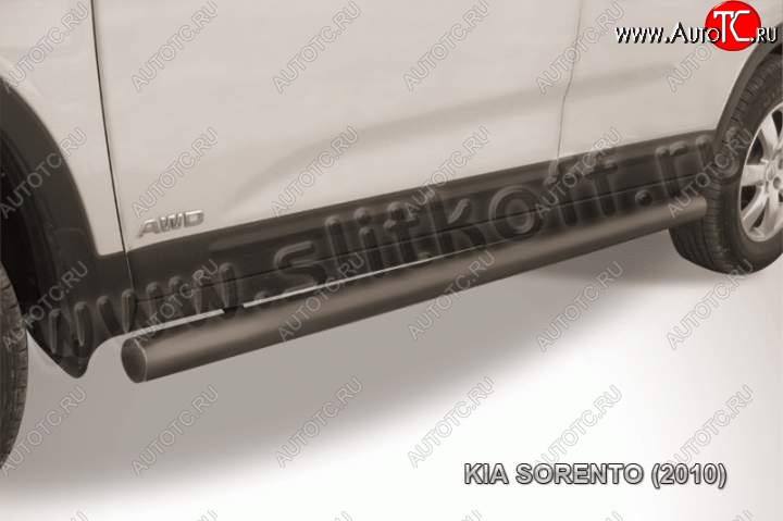9 399 р. Защита порогов из труб d76 Slitkoff  KIA Sorento  XM (2009-2012) (Цвет: серебристый)  с доставкой в г. Калуга