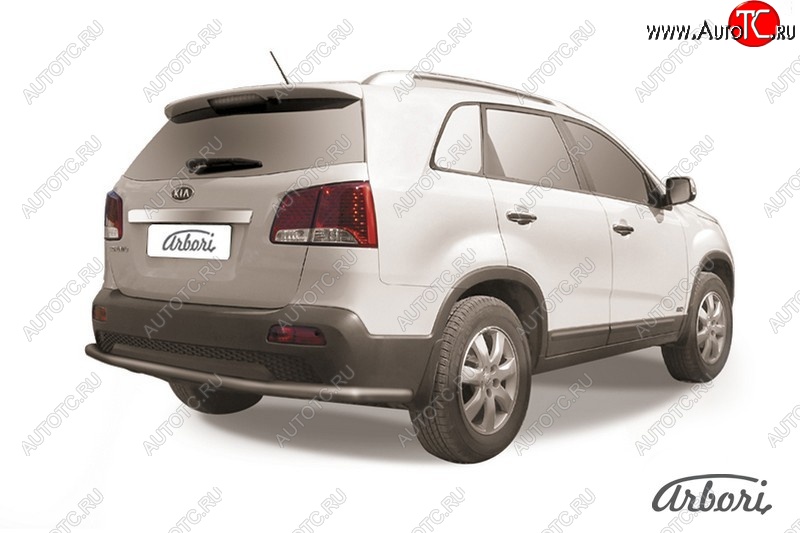 8 099 р. Защита заднего бампера Arbori (длинная, черная, 1 труба d57 mm). KIA Sorento XM дорестайлинг (2009-2012)  с доставкой в г. Калуга