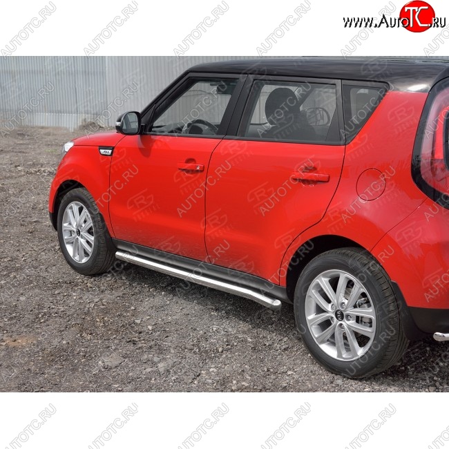 17 399 р. Защита порогов из круглой трубы диаметром 63 мм SLITKOFF v3  KIA Soul  PS (2014-2016) дорестайлинг  с доставкой в г. Калуга