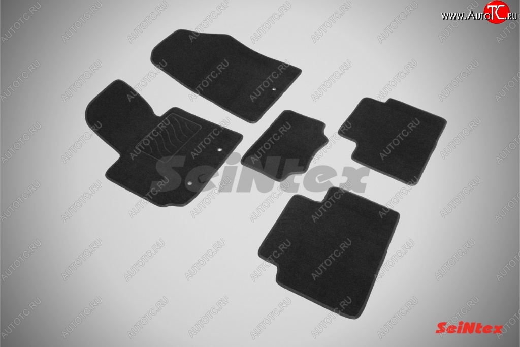 2 599 р. Комплект ворсовых ковриков в салон LUX Seintex  KIA Soul  2 PS (2014-2016) (Чёрный)  с доставкой в г. Калуга