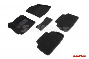 Комплект 3D ковриков в салон (ворсовые / чёрные) Seintex KIA Soul 3 SK3 (2018-2024)