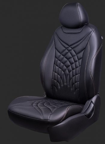 Чехлы для сидений Lord Autofashion Байрон ЖУК (экокожа, спинка 60/40, 3 Г-образных подголовника) KIA Soul 3 SK3 (2018-2024)