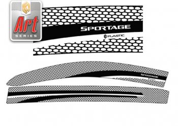 2 399 р. Дефлектора окон CA-Plastic  KIA Sportage  3 SL (2010-2016) (Серия Art черная, Без хром.молдинга, Крепление только на скотч)  с доставкой в г. Калуга. Увеличить фотографию 1