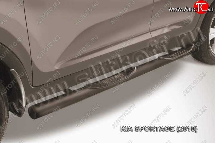 10 249 р. Защита порогов из труб d76 Slitkoff (с проступью)  KIA Sportage  3 SL (2010-2016) (Цвет: серебристый)  с доставкой в г. Калуга
