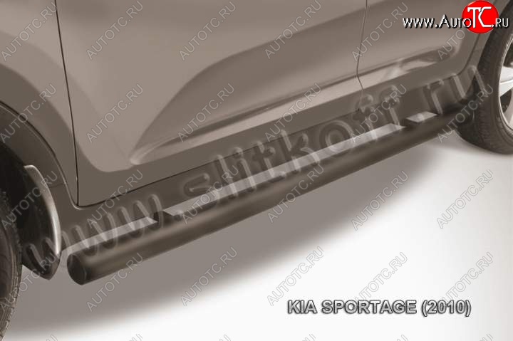 9 199 р. Защита порогов из труб d76 Slitkoff KIA Sportage 3 SL дорестайлинг (2010-2014) (Цвет: серебристый)  с доставкой в г. Калуга