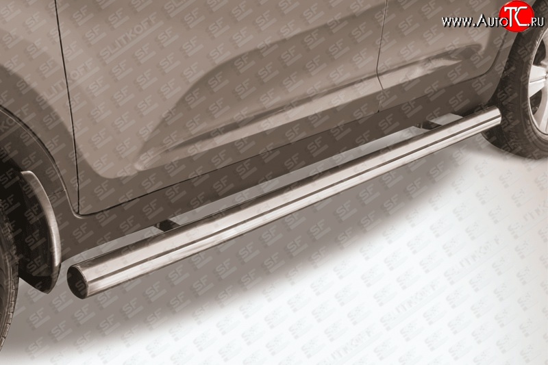 12 999 р. Защита порогов из круглой трубы диаметром 76 мм Slitkoff  KIA Sportage  3 SL (2010-2016) (Нержавейка, Полированная)  с доставкой в г. Калуга