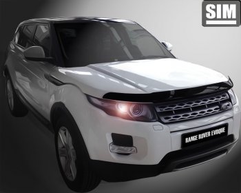 2 999 р. Дефлектор капота SIM Land Rover Range Rover Evoque 1 L538 дорестайлинг 3 дв. (2011-2015)  с доставкой в г. Калуга. Увеличить фотографию 1