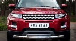 20 599 р. Защита переднего бампера (2 трубыØ76 и 42 мм, нержавейка, Prestige u Pure) Russtal  Land Rover Range Rover Evoque  1 L538 (2011-2015)  с доставкой в г. Калуга. Увеличить фотографию 1