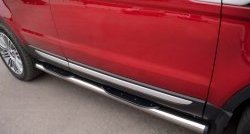 21 749 р. Защита порогов с пластиковыми вставками для ног из круглой трубы диаметром 76 мм (Prestige u Pure) Russtal  Land Rover Range Rover Evoque  1 L538 (2011-2015) (Защита порогов с со скосами на торцах (вариант 1))  с доставкой в г. Калуга. Увеличить фотографию 7