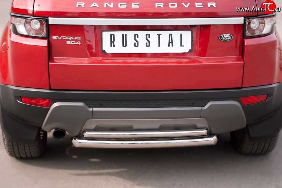 18 999 р. Двойная защита заднего бампера из двух труб диаметром 63 и 42 мм (Prestige u Pure) Russtal  Land Rover Range Rover Evoque  1 L538 (2011-2015)  с доставкой в г. Калуга