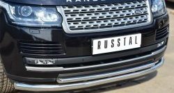 20 449 р. Защита переднего бампера (2 трубыØ63 и 42 мм, нержавейка) Russtal  Land Rover Range Rover  4 L405 (2012-2017)  с доставкой в г. Калуга. Увеличить фотографию 2