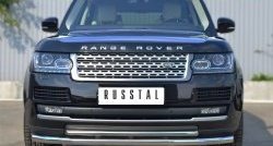Защита переднего бампера (2 трубыØ63 и 42 мм, нержавейка) Russtal Land Rover Range Rover 4 L405 дорестайлинг (2012-2017)