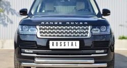 23 649 р. Защита переднего бампера (2 трубыØ76 и 63 мм, нержавейка) Russtal  Land Rover Range Rover  4 L405 (2012-2017)  с доставкой в г. Калуга. Увеличить фотографию 4