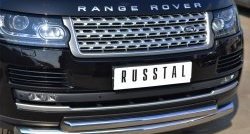 23 649 р. Защита переднего бампера (2 трубыØ76 и 63 мм, нержавейка) Russtal  Land Rover Range Rover  4 L405 (2012-2017)  с доставкой в г. Калуга. Увеличить фотографию 1