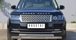 27 649 р. Защита переднего бампера (2 трубыØ75х42 мм, нержавейка) Russtal  Land Rover Range Rover  4 L405 (2012-2017)  с доставкой в г. Калуга. Увеличить фотографию 1