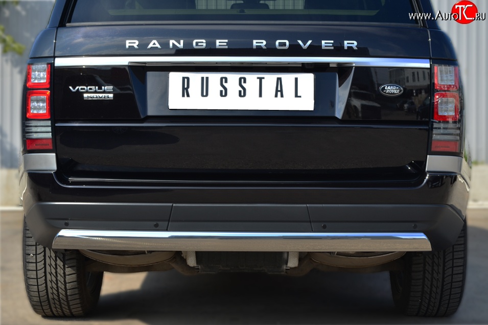 18 549 р. Защита заднего бампера (Ø75x42 мм, нержавейка) Russtal Land Rover Range Rover 4 L405 дорестайлинг (2012-2017)  с доставкой в г. Калуга