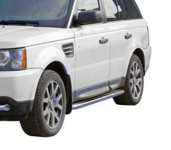 8 999 р. Защита порогов ТехноСфера (Техно Сфера) (Сталь с покрытием, с алюминиевым листом, d63.5 mm)  Land Rover Range Rover  3 L322 (2002-2012) (цвет: Серебристый)  с доставкой в г. Калуга. Увеличить фотографию 1
