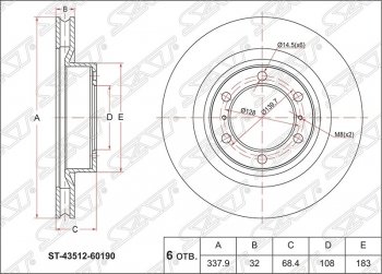 Диск тормозной SAT (передний, d 338) Lexus GX 460 2 J150 1-ый рестайлинг (2013-2019)