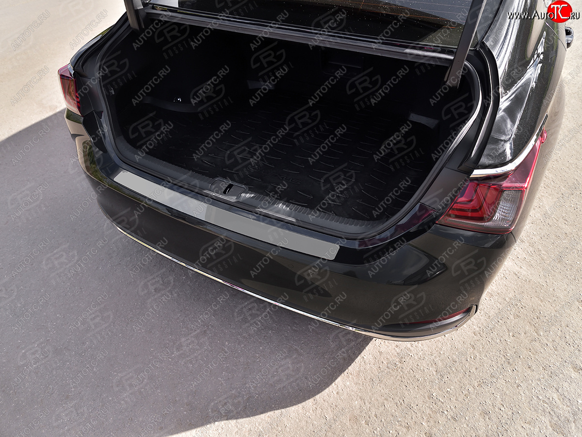 1 399 р. Защитная накладка заднего бампера Russtal Lexus ES350 XV70 дорестайлинг (2018-2021) (Нержавейка полированная)  с доставкой в г. Калуга