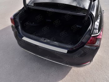 1 399 р. Защитная накладка заднего бампера Russtal  Lexus ES350  XV70 (2018-2022) (Нержавейка шлифованная)  с доставкой в г. Калуга. Увеличить фотографию 1