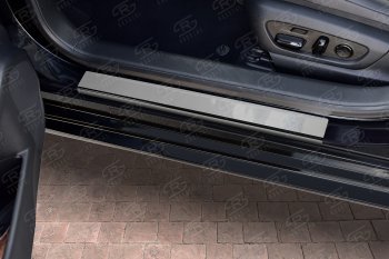 1 099 р. Накладки порожков салона Russtal Lexus ES350 XV70 рестайлинг (2021-2022) (Нержавейка полированная)  с доставкой в г. Калуга. Увеличить фотографию 2