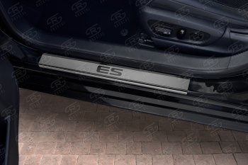 1 999 р. Накладки порожков салона Russtal  Lexus ES350  XV70 (2018-2022) (Нержавейка шлифованная с надписью)  с доставкой в г. Калуга. Увеличить фотографию 2