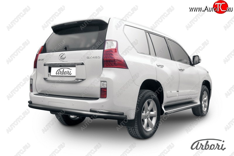 13 499 р. Защита заднего бампера Arbori (черная, 2 трубы d76 и 42 mm). Lexus GX460 J150 дорестайлинг (2009-2013)  с доставкой в г. Калуга