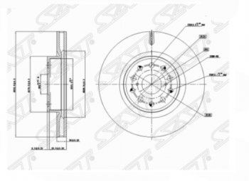 5 549 р. Передний тормозной диск SAT  Lexus LS ( 460,  460L) (2006-2017)  с доставкой в г. Калуга. Увеличить фотографию 1