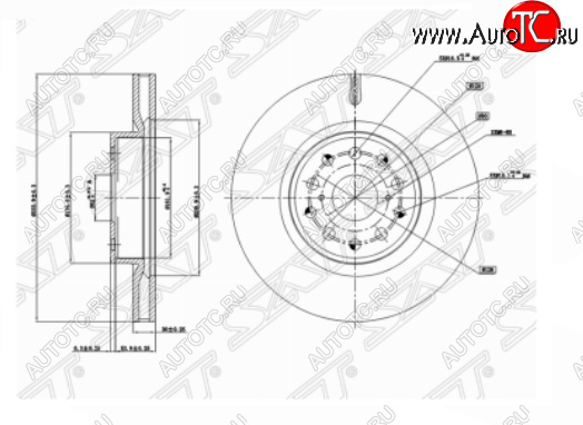 5 549 р. Передний тормозной диск SAT  Lexus LS ( 460,  460L) (2006-2017)  с доставкой в г. Калуга