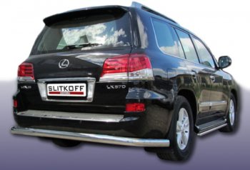 Защита заднего бампера Slitkoff (Ø 76 мм) Lexus (Лексус) LX (ЛХ)  570 (2012-2015) 570 J200 1-ый рестайлинг