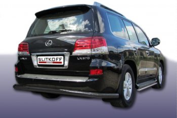 Защита заднего бампера Slitkoff (Ø 76 мм) Lexus LX 570 J200 1-ый рестайлинг (2012-2015)