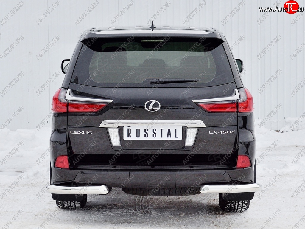 16 949 р. Защита заднего бампера (Ø76 мм уголки, нержавейка) SLITKOFF Lexus LX450d J200 2-ой рестайлинг (2015-2022)  с доставкой в г. Калуга