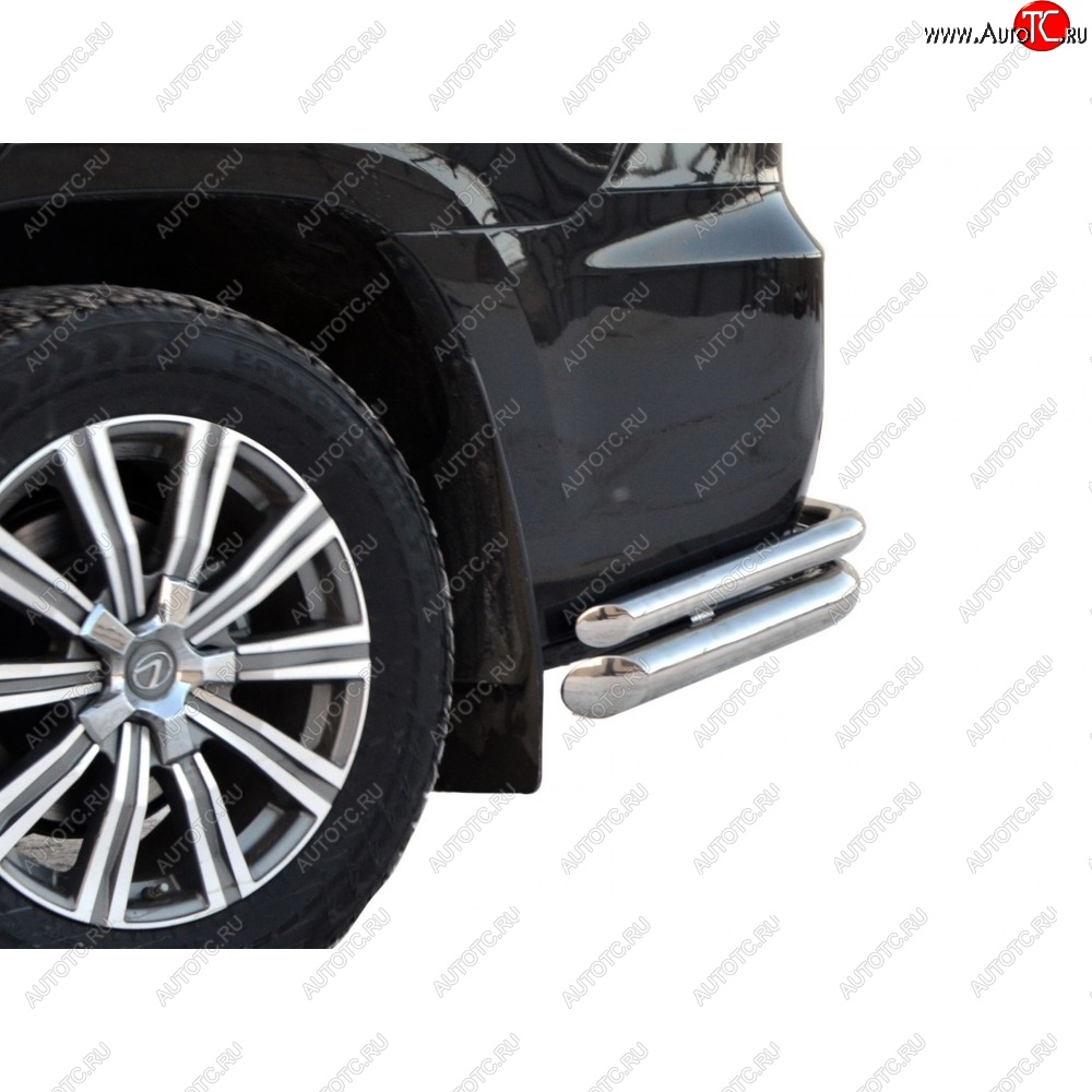 8 999 р. Защита заднего бампера ТехноСфера (Техно Сфера) (Сталь с покрытием, уголки двойные, 76/51 mm)  Lexus LX ( 450d,  570) (2015-2024) (цвет: Серебристый)  с доставкой в г. Калуга