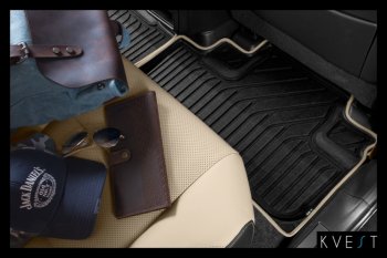 5 999 р. Коврик в салони премиум-класса Kvest (бежевый/черный)  Lexus LX ( 450d,  570) (2015-2024)  с доставкой в г. Калуга. Увеличить фотографию 6