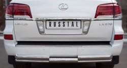Защита заднего бампера (Ø76 и 42 мм, нержавейка) Russtal Lexus LX 570 J200 дорестайлинг (2007-2012)