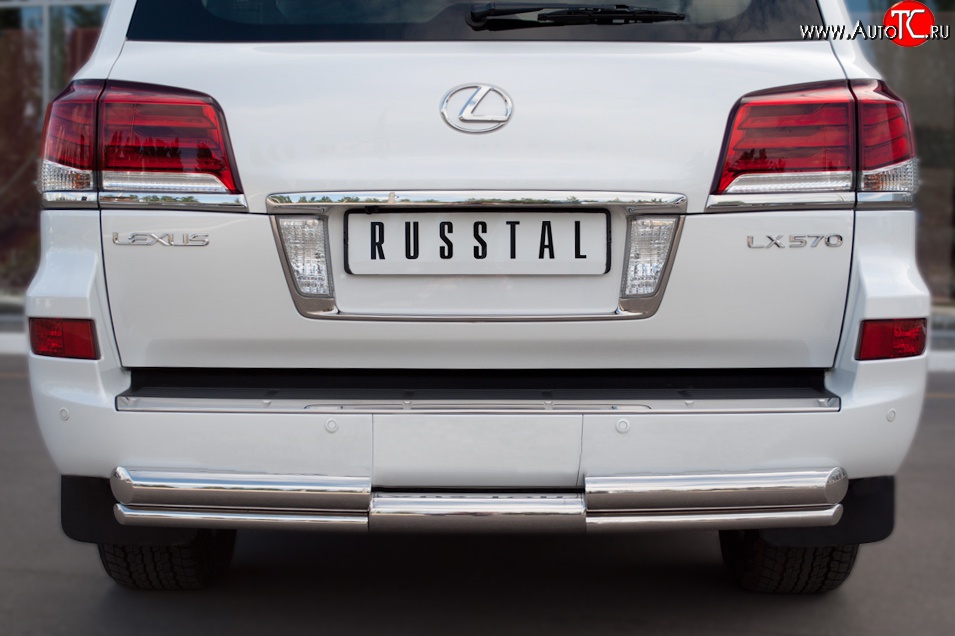 21 899 р. Защита заднего бампера (Ø76 и 42 мм, нержавейка) Russtal  Lexus LX  570 (2007-2012)  с доставкой в г. Калуга